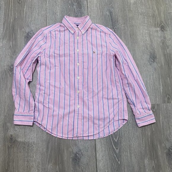 Ralph Lauren Boy's Button-Front Shirt Colorful Striped - Size M 10/12 - Picture 1 of 5